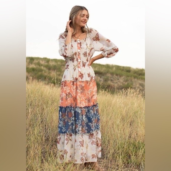 fig and flower Dresses & Skirts - Fig and Flower Floral Maxi Dress 3X - Plus size, bohemian, vacation, modest